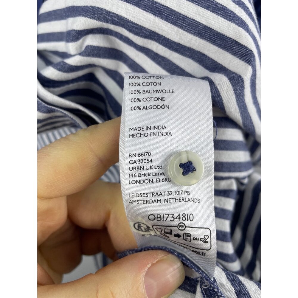 Anthropologie Women's Size Large Blue Twofer Oversized Popover Button Down Top - Picture 6 of 9